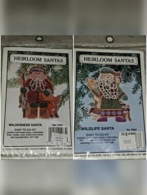 Two (2) Astor Place Heirloom Santa Needlepoint Kits